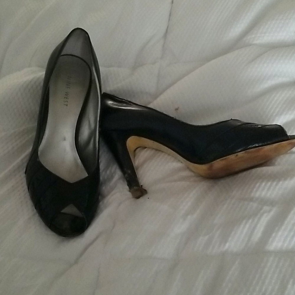 Nine West Leather Black Pumps/Heels Size 7M